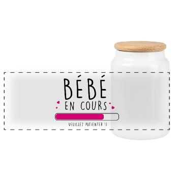 bebe en cours - Boîte à biscuits avec couvercle en bois - blanc - Devant