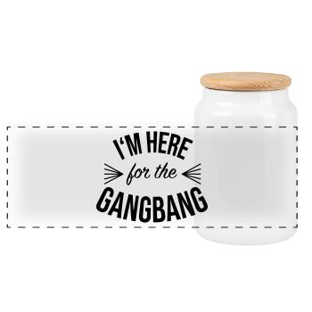 I'm here for the gangbang - Panoramic Cookie Jar with Wooden Lid - white - Front