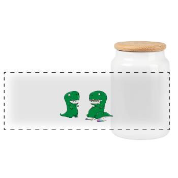 Drôle Dino "Avez-vous mangé la dernière licorne?" - Boîte à biscuits avec couvercle en bois - blanc - Devant