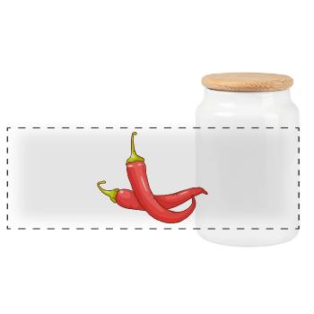 Red chilli pepper hot pepper vegetables - Panoramic Cookie Jar with Wooden Lid - white - Front