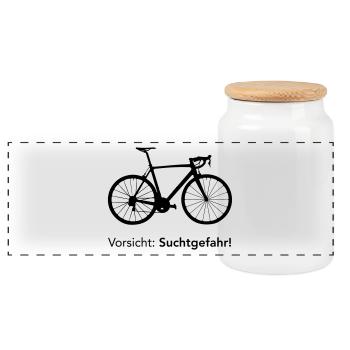 Rennrad Motiv als Geschenk für Fahrradfahrer - Panorama Keksdose mit Holzdeckel - Weiß - Vorne