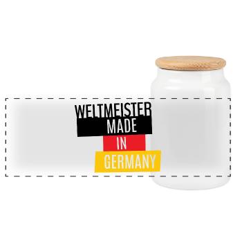 Weltmeister Made in Germany - Panorama Keksdose mit Holzdeckel - Weiß - Vorne