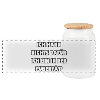 I can not help it ... I'm in puberty - Panoramic Cookie Jar with Wooden Lid - white - Front