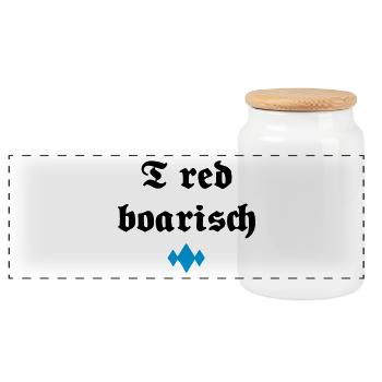 I red boarish - gift idea for Bavaria - Panoramic Cookie Jar with Wooden Lid - white - Front