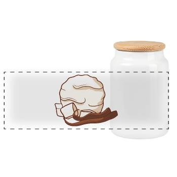 Vanilla ice cream ice cream ice cream ice cream ice cream - Panoramic Cookie Jar with Wooden Lid - white - Front