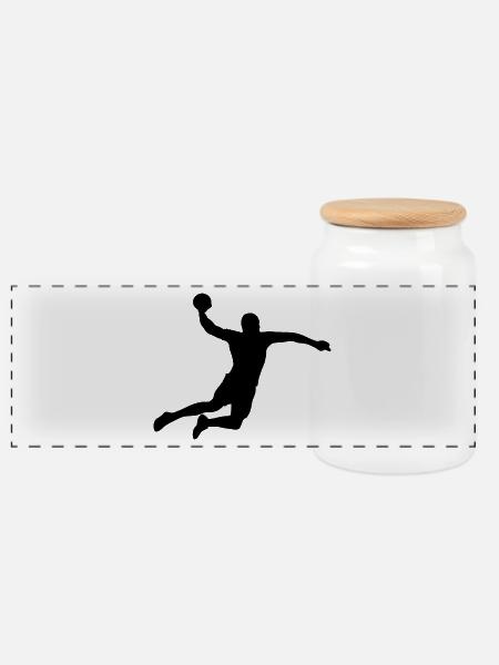 Handball Spieler Handballer Ballsport Verein Club - Panorama Keksdose mit Holzdeckel - Weiß