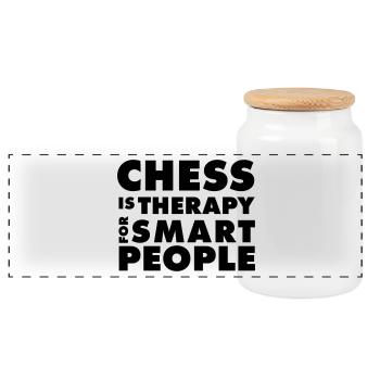 CHESS IS THERAPY - Schach T-Shirt - Geschenkidee - Panorama Keksdose mit Holzdeckel - Weiß - Vorne