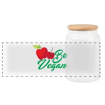 Vegan vegetarian animal welfare gift idea - Panoramic Cookie Jar with Wooden Lid - white - Front