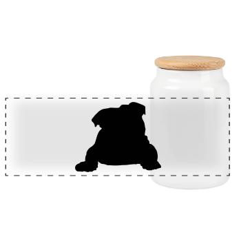 English bulldog - Panoramic Cookie Jar with Wooden Lid - white - Front