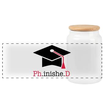 doctorate - Panoramic Cookie Jar with Wooden Lid - white - Front