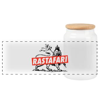 Lion of Judah - Jah Rastafari - Reggae Roots Shirt - Panorama Keksdose mit Holzdeckel - Weiß - Vorne
