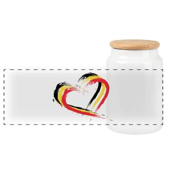 Heart brush flag Belgium flag design colors - Panoramic Cookie Jar with Wooden Lid - white - Front