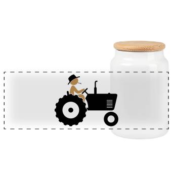 Agriculteur sur le tracteur - Boîte à biscuits avec couvercle en bois - blanc - Devant