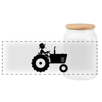 Agriculteur sur le tracteur - Boîte à biscuits avec couvercle en bois - blanc - Devant