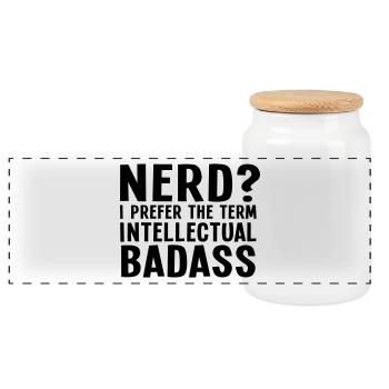 Nerd? I prefer the term intellectual badass II - Panorama Keksdose mit Holzdeckel - Weiß - Vorne