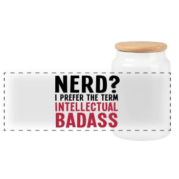 Nerd? I prefer the term intellectual badass II 2c - Panorama Keksdose mit Holzdeckel - Weiß - Vorne