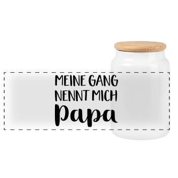Papa - Panorama Keksdose mit Holzdeckel - Weiß - Vorne