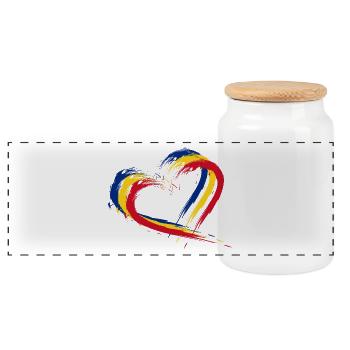 Flag of Romania. Romania colors - Panoramic Cookie Jar with Wooden Lid - white - Front