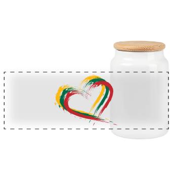 Heart brush flag of Lithuania - Panoramic Cookie Jar with Wooden Lid - white - Front