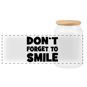 smile - Panoramic Cookie Jar with Wooden Lid - white - Front