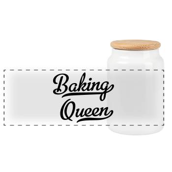 Bake - Panoramic Cookie Jar with Wooden Lid - white - Front