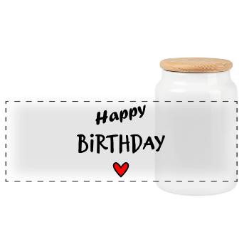 ANNIVERSAIRE. HAPPY BIRTHDAY. JOYEUX ANNIVERSAIRE. - Boîte à biscuits avec couvercle en bois - blanc - Devant