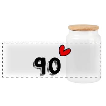 90 YEARS. 90th ANNIVERSARY. ANNIVERSARY 90 YEARS. 90 - Panoramic Cookie Jar with Wooden Lid - white - Front