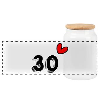 30 JAHRE. 30-jähriges JUBILÄUM. JUBILÄUM 30 JAHRE. 30 - Panorama Keksdose mit Holzdeckel - Weiß - Vorne