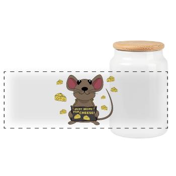 Drôle de souris au fromage - Boîte à biscuits avec couvercle en bois - blanc - Devant