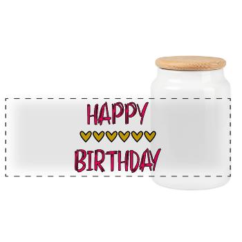 JAHRESTAG. ALLES GUTE ZUM GEBURTSTAG!. ALLES GUTE ZUM GEBURTSTAG!. - Panorama Keksdose mit Holzdeckel - Weiß - Vorne