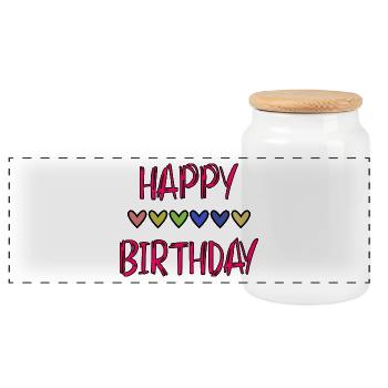 JAHRESTAG. ALLES GUTE ZUM GEBURTSTAG!. ALLES GUTE ZUM GEBURTSTAG!. - Panorama Keksdose mit Holzdeckel - Weiß - Vorne
