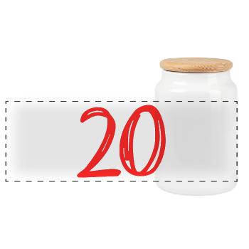 20 ANS. 20e ANNIVERSAIRE. ANNIVERSAIRE 20 ANS. 20 - Boîte à biscuits avec couvercle en bois - blanc - Devant
