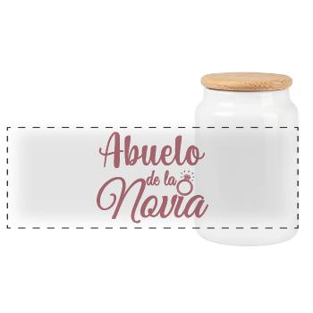 Abuelo de la Novia Bride's Grandpa Wedding Gift - Panoramic Cookie Jar with Wooden Lid - white - Front