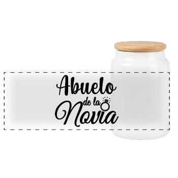 Abuelo de la Novia Bride's Grandpa Wedding Gift - Panoramic Cookie Jar with Wooden Lid - white - Front