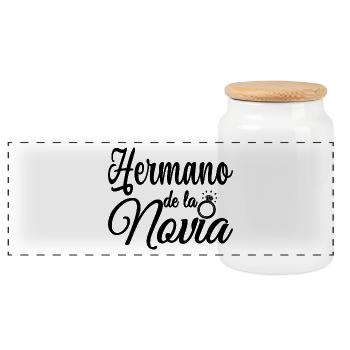 Hermano de la Novia Bride's Brother Wedding Gift - Panoramic Cookie Jar with Wooden Lid - white - Front