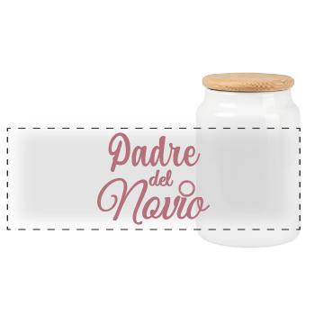 Pater del Novio Bräutigams Vater Hochzeitsgeschenk - Panorama Keksdose mit Holzdeckel - Weiß - Vorne