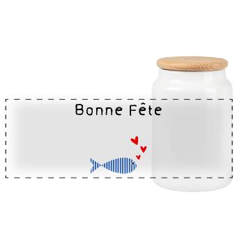 BONNE FÊTE. FÊTE DES MÈRES. FÊTE DES PÈRES. FÊTE - Boîte à biscuits avec couvercle en bois - blanc - Devant