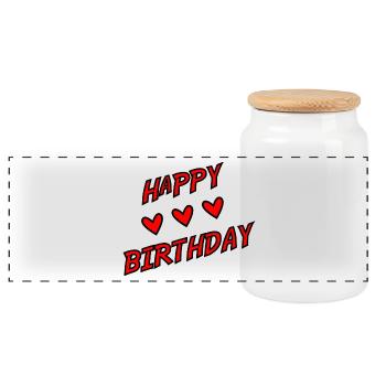 HAPPY BIRTHDAY. JOYEUX ANNIVERSAIRE. ANNIVERSAIRE. - Boîte à biscuits avec couvercle en bois - blanc - Devant