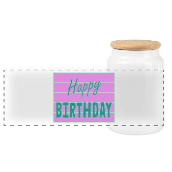 ALLES GUTE ZUM GEBURTSTAG. ALLES GUTE ZUM GEBURTSTAG. JAHRESTAG. - Panorama Keksdose mit Holzdeckel - Weiß - Vorne