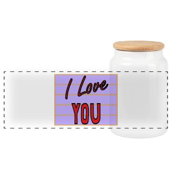 JUST MARRIED. bachelorette party. SAINT VALENTINE. COUPLE. LOVE - Panoramic Cookie Jar with Wooden Lid - white - Front