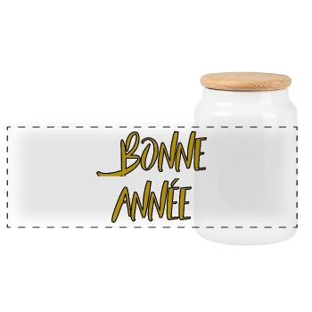 BONNE ANNEE. SAINT SYLVESTRE. NOUVELLE ANNÉE - Boîte à biscuits avec couvercle en bois - blanc - Devant