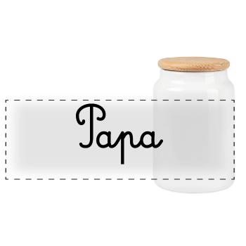 PAPA. VATERTAG. FROHER VATERTAG. ALLES GUTE ZUM GEBURTSTAG. - Panorama Keksdose mit Holzdeckel - Weiß - Vorne