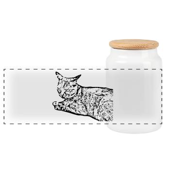 Black Cat Cat Sweet Kitten Christmas Gift - Panoramic Cookie Jar with Wooden Lid - white - Front