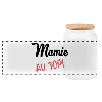 GRANNY. MOTHER'S DAY. HAPPY GRANNY'S DAY - Panoramic Cookie Jar with Wooden Lid - white - Front