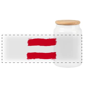 Austria - Panoramic Cookie Jar with Wooden Lid - white - Front