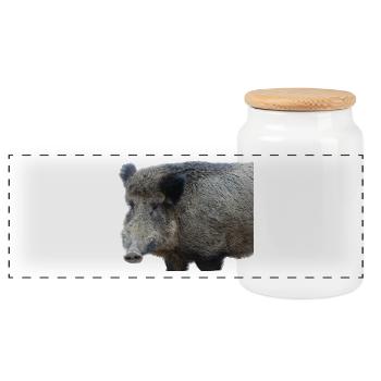 Wild boar Wild boar Pig Sow Pigs - Panoramic Cookie Jar with Wooden Lid - white - Front