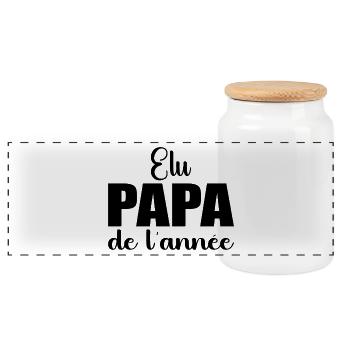 elu papa de l'annee | cadeau fête des pères - Boîte à biscuits avec couvercle en bois - blanc - Devant