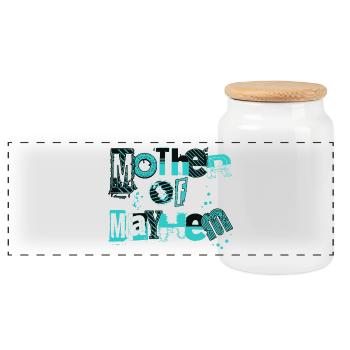 Mother Of Mayhem Wild Motherhood Mama Of Girl Boy - Panoramic Cookie Jar with Wooden Lid - white - Front