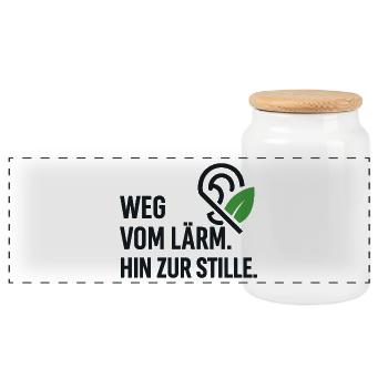 Ruheweg: Von Lärm Zur Stille - Panorama Keksdose mit Holzdeckel - Weiß - Vorne