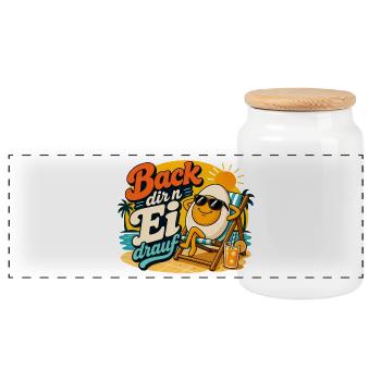 Préparez-vous un œuf dessus ! - Boîte à biscuits avec couvercle en bois - blanc - Devant